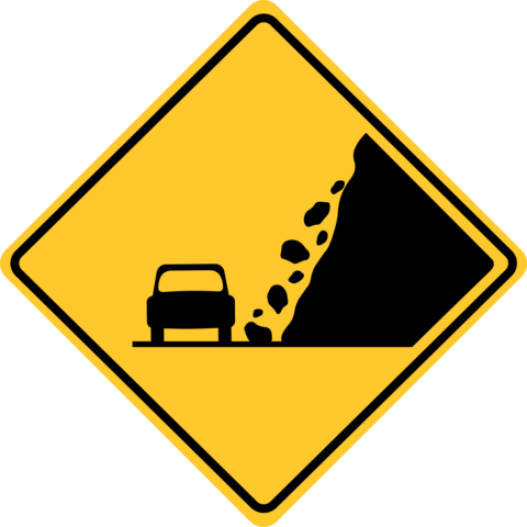Bright Yellow Diamond Shaped Falling Rocks Sign Template